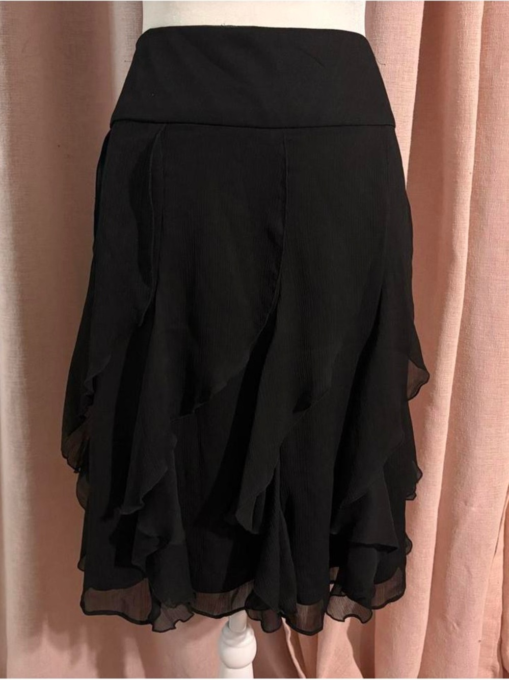 Sunny Leigh Black Ruffled Midi Skirt